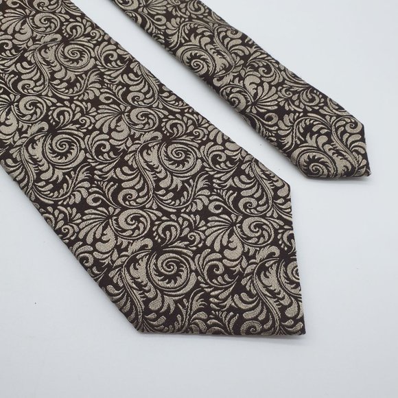 Alvani Mens Necktie Slim Victorian Accessory Office Work Casual Dad Gift Brown - Picture 2 of 5